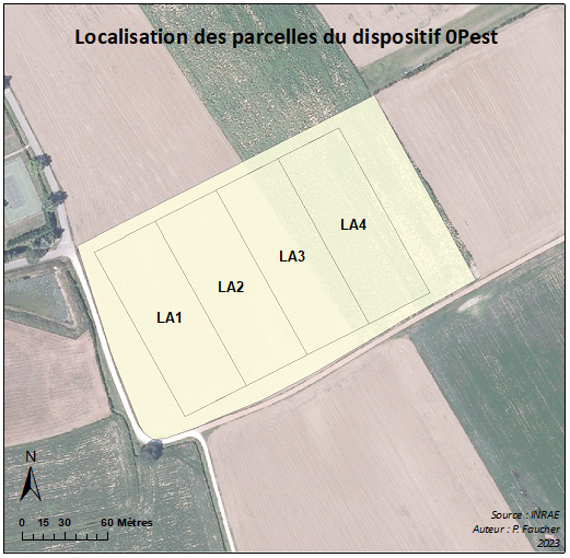 Carte des parcelles du dispositif 0Pest