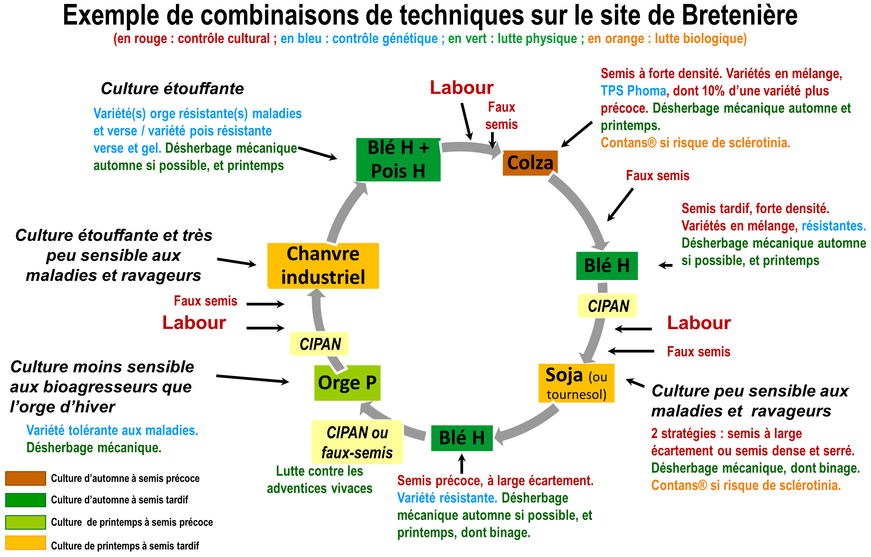 Exemple de combinaisons de techniques sur le site de Bretenière