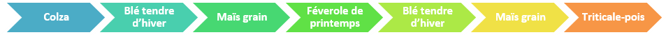 colza-blé tendre d'hiver-maïs grain-féverole de printemps-blé tendre d'hiver-maïs grain-triticale/pois