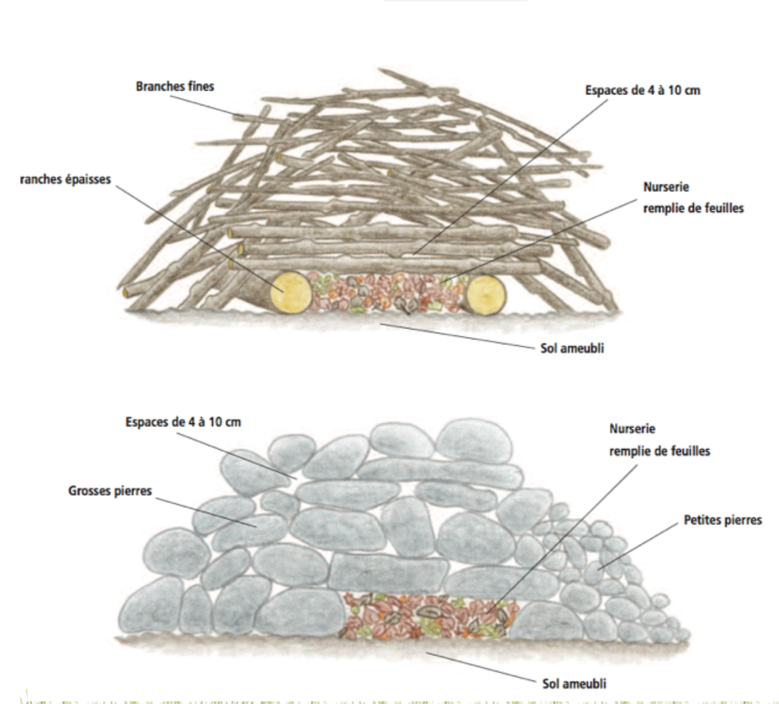 tas pierres branches