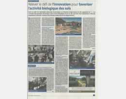 Journée "Stimuler l'activité biologique du sol" - Article journal - EPV -06-10-2018