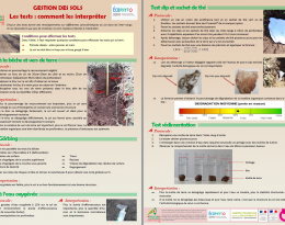 DEPHY TOUR 2018 : PLAQUETTE GESTION DES SOLS Les tests, comment les interpréter ?