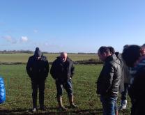 Les agriculteurs du groupe en visite de parcelle (blé tendre) au mois de décembre 